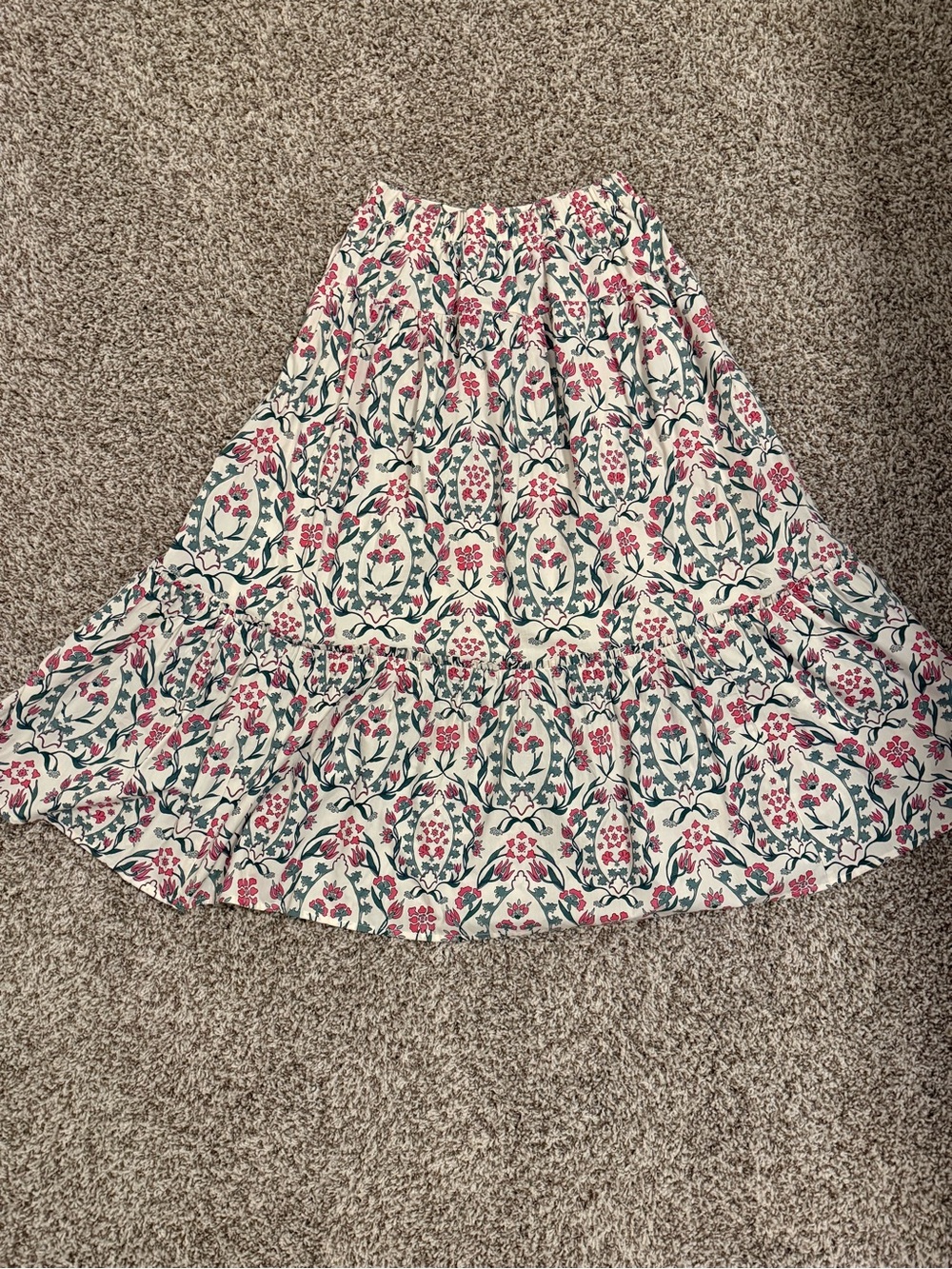 Abercrombie & Fitch Cream Maxi Skirt with Pink & Green Floral Print